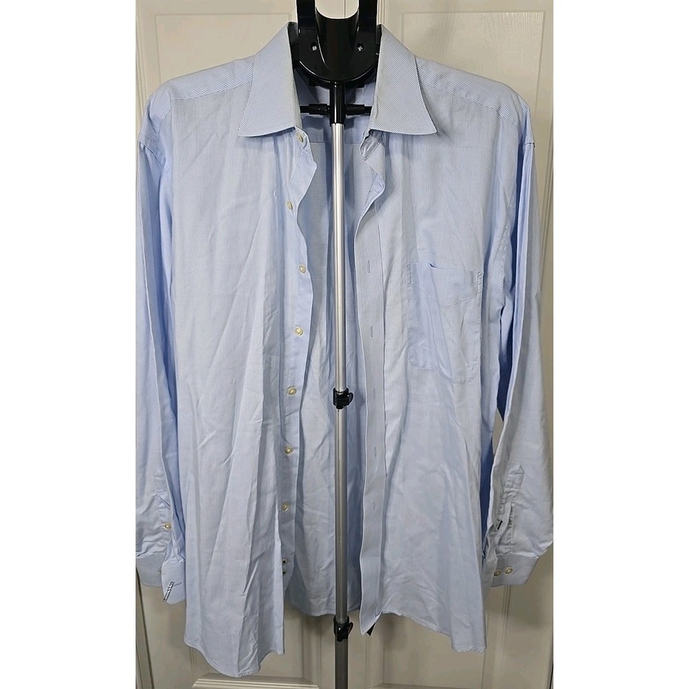 Tommy Hilfiger Men's 16.5 34-35 Blue Button-Down Shirt The Lifetime Collar